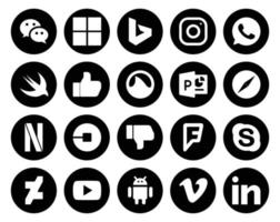 pack de 20 icônes de médias sociaux, y compris le pilote foursquare grooveshark car netflix vecteur