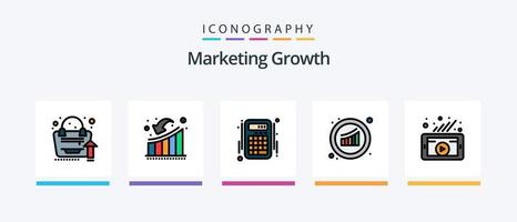 ligne de croissance marketing remplie de 5 packs d'icônes, y compris la perte. chute. croissance. bas. argent. conception d'icônes créatives vecteur