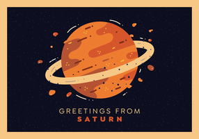 Carte postale de planète Saturne vecteur