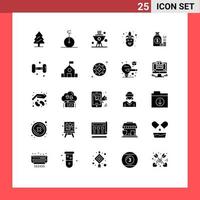 ensemble de 25 glyphes solides universels pour les applications web et mobiles argent de banque costume de masque de cuisinier éléments de conception vectoriels modifiables vecteur