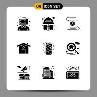 9 icônes créatives signes et symboles modernes de peut abriter un casque de sécurité retour à la maison éléments de conception vectoriels modifiables vecteur