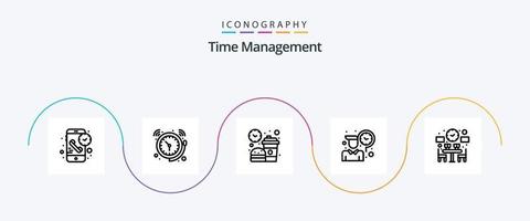 pack d'icônes ligne 5 de gestion du temps, y compris le temps. employé. temps. repas. nourriture vecteur