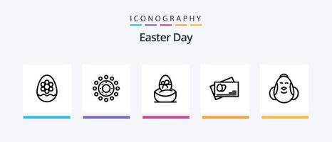 pack d'icônes de la ligne 5 de pâques, y compris le passeport. vacances. content. printemps. Pâques. conception d'icônes créatives vecteur