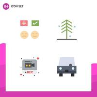 pictogramme ensemble de 4 icônes plates simples d'emojis photographie tique jardin enregistrement éléments de conception vectoriels modifiables vecteur