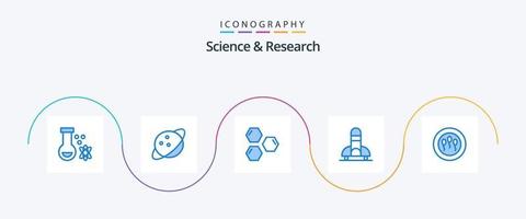 pack d'icônes science blue 5, y compris médical. espace. hexagone. bateau. fusée vecteur