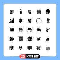 pack d'icônes vectorielles stock de 25 signes et symboles de ligne pour les éléments de conception vectoriels modifiables du casque du navigateur de l'imprimante vecteur