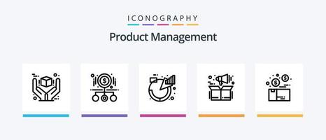 pack d'icônes de la ligne de gestion des produits 5, y compris le produit. super. bar. meilleur. étapes. conception d'icônes créatives vecteur