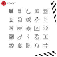 25 icônes créatives signes et symboles modernes d'étiquettes cosmétiques ordinateurs matériel cosmétique éléments de conception vectoriels modifiables vecteur