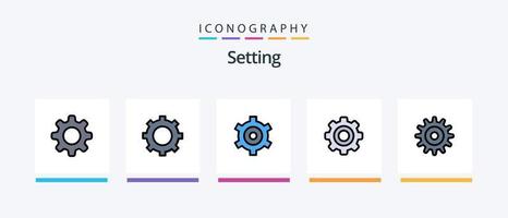 ligne de réglage remplie de 5 packs d'icônes comprenant. engrenages. rouages. engrenage. paramètre. conception d'icônes créatives vecteur