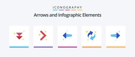 flèche plate 5 pack d'icônes comprenant. droite. gauche. avant. flèche. conception d'icônes créatives vecteur