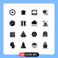 16 icônes créatives signes et symboles modernes du moteur de recherche de données cuisinier éléments de conception vectoriels modifiables du réseau social vecteur