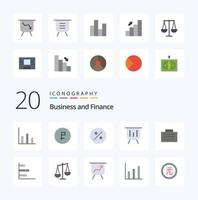 20 pack d'icônes couleur plat finance comme graphique de présentation de la finance de cas sûr vecteur