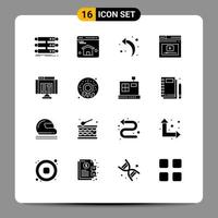 ensemble de 16 symboles d'icônes d'interface utilisateur modernes signes pour navigateur vidéo flèche page de site Web éléments de conception vectoriels modifiables vecteur