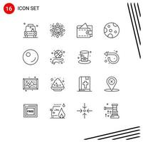 16 ensemble de contours d'interface utilisateur de signes et symboles modernes de basket-ball étude de pois filants météo lune éléments de conception vectoriels modifiables vecteur