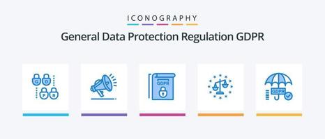 pack d'icônes gdpr blue 5, y compris sécurisé. sécurité. règles. pibr. justice. conception d'icônes créatives vecteur