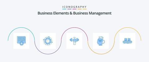 éléments commerciaux et pack d'icônes bleues de gestion d'entreprise 5, y compris le partage. connaissance. productivité. sport. levage vecteur