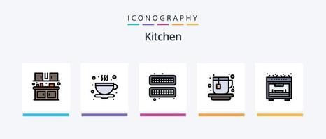 ligne de cuisine remplie de 5 packs d'icônes comprenant. cuisine. nourriture. cuisiner. jus. conception d'icônes créatives vecteur