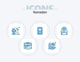 pack d'icônes bleu ramadan 5 conception d'icônes. avatar. tapis. cadeau. prier. palmiers vecteur