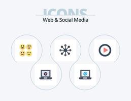 pack d'icônes plat web et médias sociaux 5 conception d'icônes. . jouer. émojis. vidéo. serveur vecteur