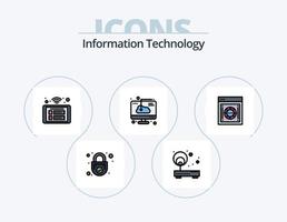 ligne de technologie de l'information remplie d'icônes pack 5 conception d'icônes. local. zone. bouclier. électrique. ordinateur vecteur