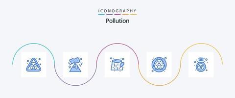 pack d'icônes bleu pollution 5 comprenant. poubelle. déchets. pollution. déchets vecteur