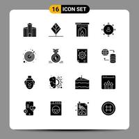 interface mobile glyphe solide ensemble de 16 pictogrammes de flèche personne été carrière humaine éléments de conception vectoriels modifiables vecteur