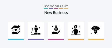 nouveau pack d'icônes de glyphe d'entreprise 5, y compris de l'argent. explication. main. entreprise. conception d'icônes créatives vecteur