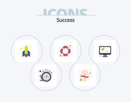 pack d'icônes plat succès 5 conception d'icônes. marqué. soutien. course. sauveur. Commencez vecteur