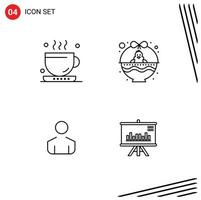 groupe de 4 couleurs plates remplies de signes et de symboles pour le café, le thé masculin, les éléments de conception vectoriels modifiables pour la personne de pâques vecteur