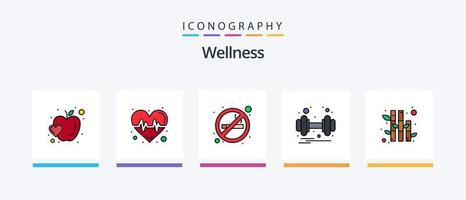 ligne de bien-être remplie de 5 packs d'icônes comprenant un spa. lis. saut. soin des dents. dent. conception d'icônes créatives vecteur