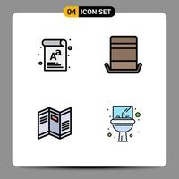 pack d'icônes vectorielles stock de 4 signes et symboles de ligne pour les éléments de conception vectoriels modifiables en papier de carte de carte de lettre vecteur