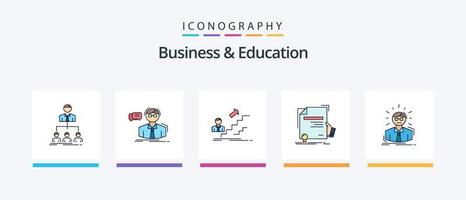 ligne d'affaires et d'éducation remplie de 5 packs d'icônes comprenant un webinaire. forum. couple. décerner. document. conception d'icônes créatives vecteur