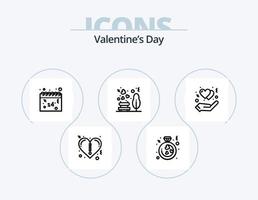conception d'icônes pack 5 d'icônes de ligne de saint valentin. parc. jardin. cœur. personnes. maison vecteur