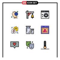 pack d'icônes vectorielles stock de 9 signes et symboles de ligne pour le texte amour transport chat développement éléments de conception vectoriels modifiables vecteur