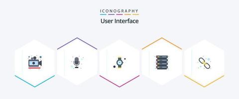 interface utilisateur 25 pack d'icônes plates comprenant . lien Web. montre. la toile. lien hypertexte vecteur