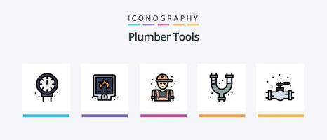 ligne de plombier remplie de 5 packs d'icônes, y compris mécaniques. plomberie. mécanique. plombier. extracteur. conception d'icônes créatives vecteur