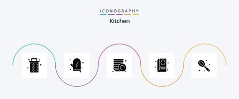 pack d'icônes de glyphe de cuisine 5, y compris le fil. manuel. cuisine. cuisine. cuisson vecteur