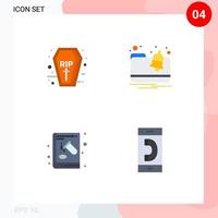 interface mobile icône plate ensemble de 4 pictogrammes d'expérience de notification de déchirure de chimie de cercueil éléments de conception vectoriels modifiables vecteur