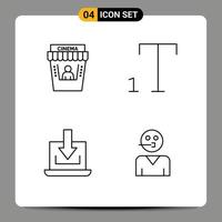 4 pack de lignes d'interface utilisateur de signes et symboles modernes du cinéma télécharger des éléments de conception vectoriels modifiables pour les personnes portables de théâtre vecteur