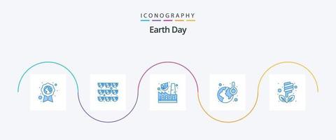 pack d'icônes bleues du jour de la terre 5, y compris eco. température. écologie. échauffement. écologie vecteur