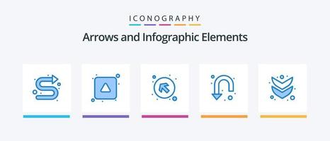 pack d'icônes flèche bleue 5, y compris vers le bas. bas. flèche. tu tournes. flèche. conception d'icônes créatives vecteur