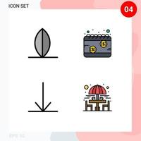 groupe de 4 signes et symboles de couleurs plates remplies pour le sport vers le bas calendrier calendrier boire des éléments de conception vectoriels modifiables vecteur