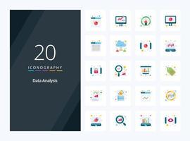 20 icône de couleur plate d'analyse de données pour la présentation vecteur