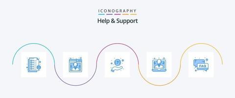aide et support du pack d'icônes bleu 5, y compris l'aide. appel. FAQ. soutien. conférence vecteur