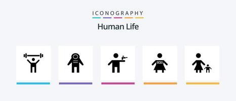 pack d'icônes de glyphe humain 5, y compris la famille. femme. pistolet. personnes. meurtrier. conception d'icônes créatives vecteur