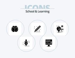 pack d'icônes de glyphe d'école et d'apprentissage 5 conception d'icônes. . lumière. hémisphère. ampoule. école vecteur