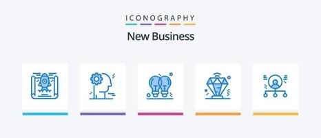 nouveau pack d'icônes bleu business 5, y compris l'homme. employé. lumière. capacités. diamant. conception d'icônes créatives vecteur