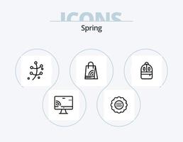 pack d'icônes de ligne de printemps 5 conception d'icônes. pluie. nourriture. flore. boire. printemps vecteur
