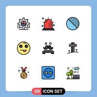 pack de 9 signes et symboles modernes de couleurs plates remplies pour les supports d'impression Web tels que célébrer les emojis sous forme d'émoticônes sans éléments de conception vectoriels modifiables vecteur