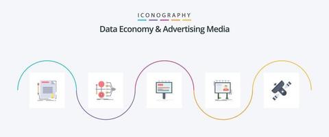 économie de données et médias publicitaires pack d'icônes plat 5, y compris panneau d'affichage. publicité. transfert. promo. publicité vecteur